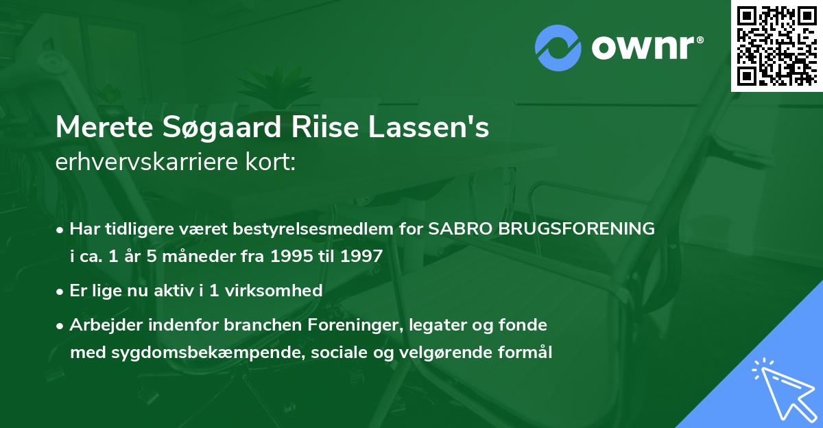 Merete Søgaard Riise Lassen's erhvervskarriere kort