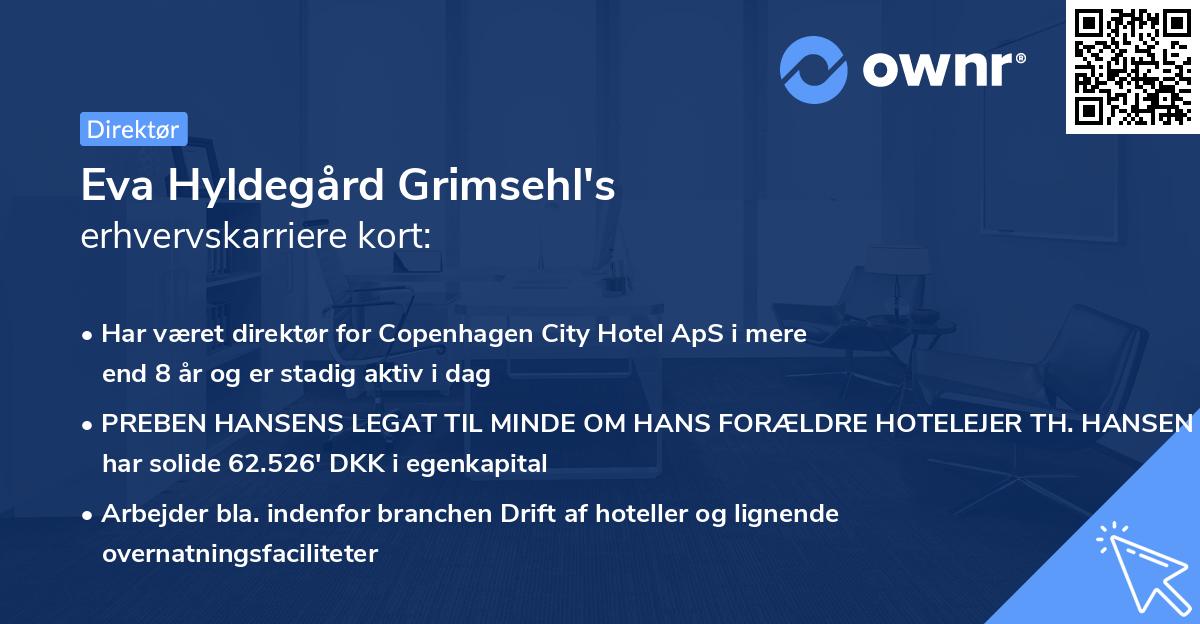 Eva Hyldegård Grimsehl's erhvervskarriere kort
