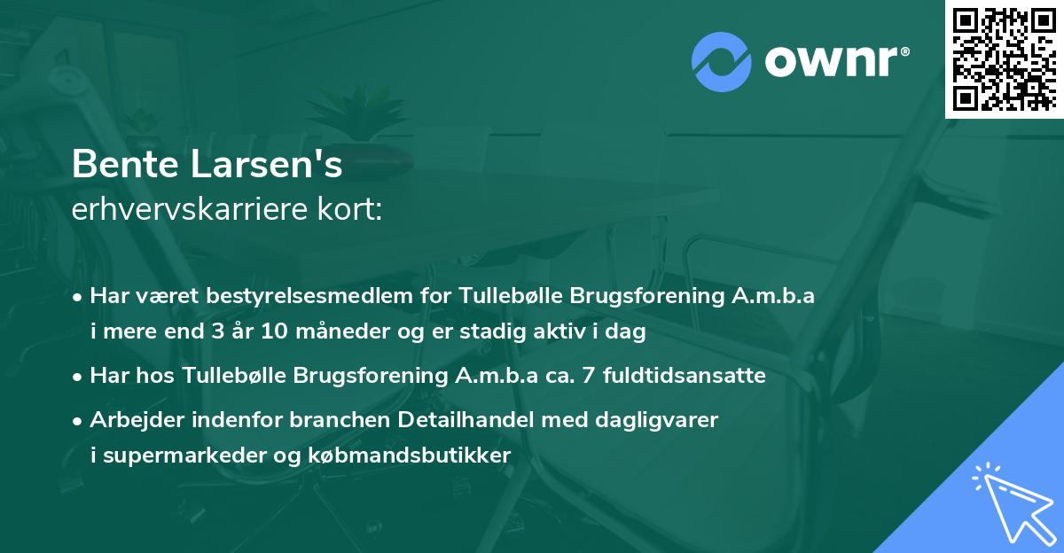 Bente Larsen's erhvervskarriere kort