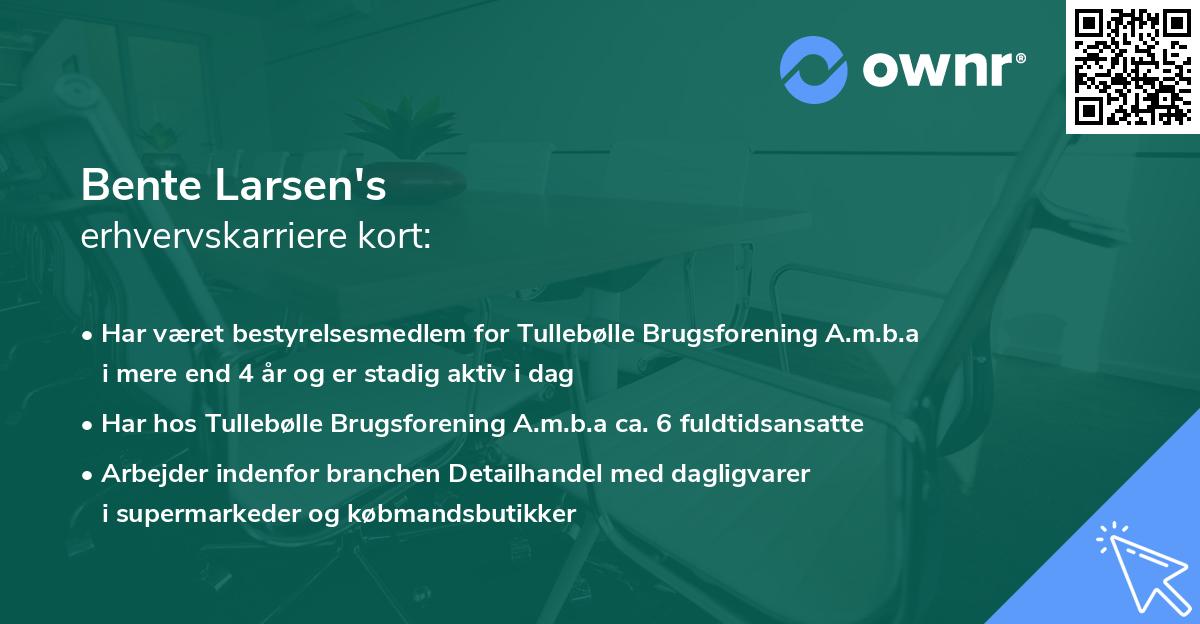Bente Larsen's erhvervskarriere kort
