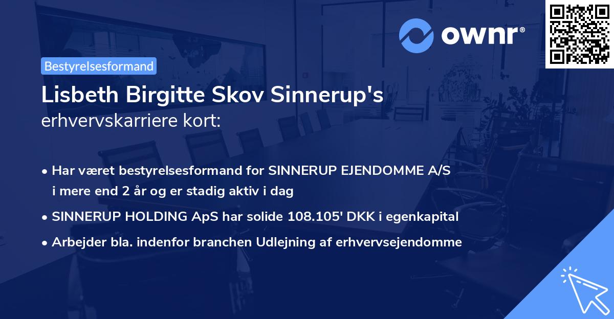 Lisbeth Birgitte Skov Sinnerup's erhvervskarriere kort