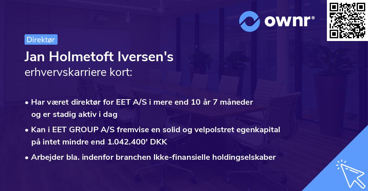 Jan Holmetoft Iversen's erhvervskarriere kort
