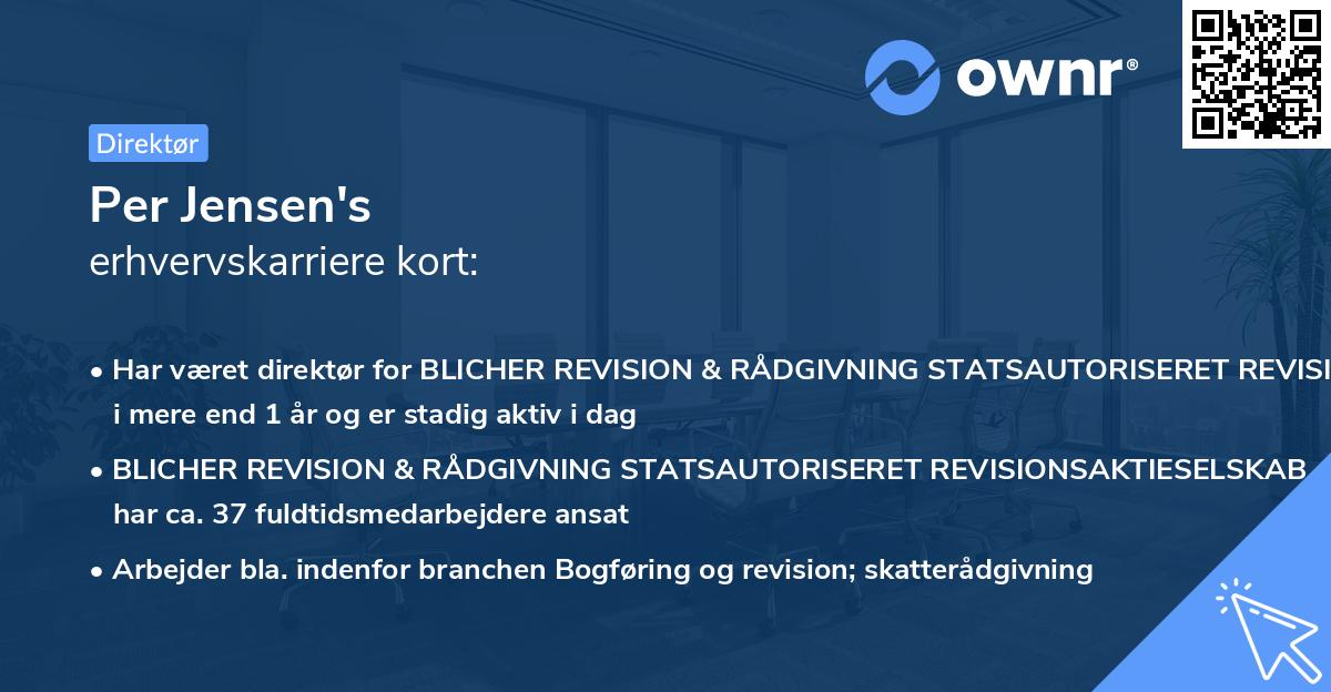 Per Jensen's erhvervskarriere kort