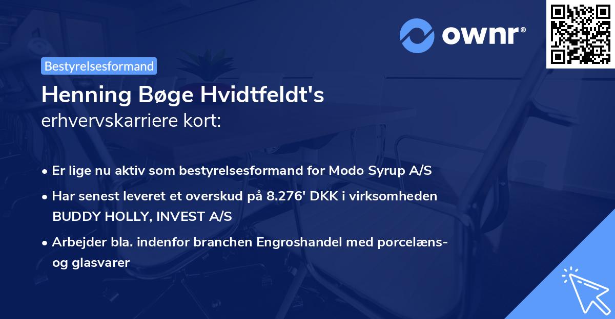 Henning Bøge Hvidtfeldt's erhvervskarriere kort