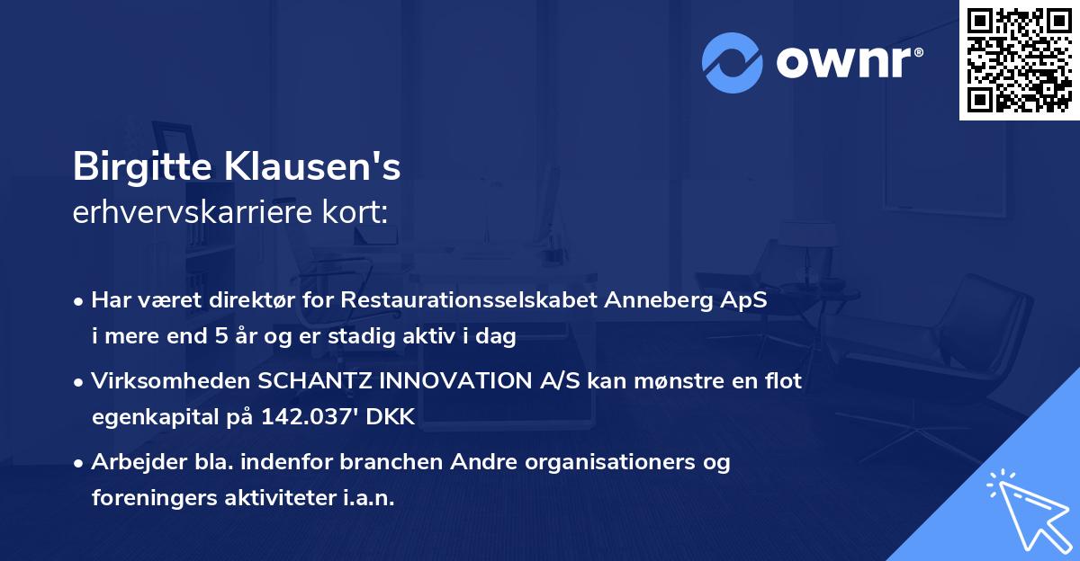 Birgitte Klausen's erhvervskarriere kort