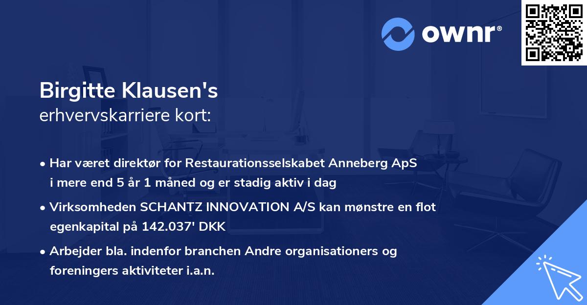 Birgitte Klausen's erhvervskarriere kort