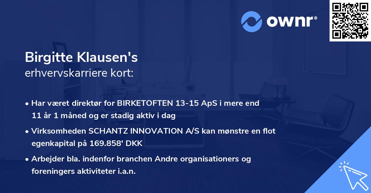 Birgitte Klausen's erhvervskarriere kort