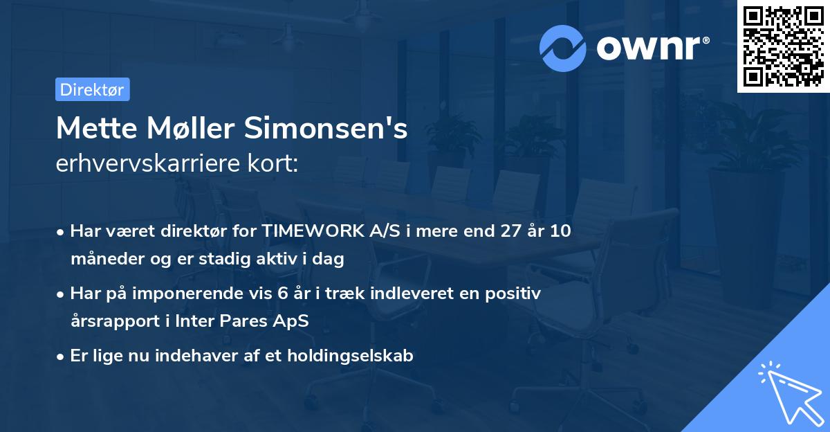 Mette Møller Simonsen's erhvervskarriere kort