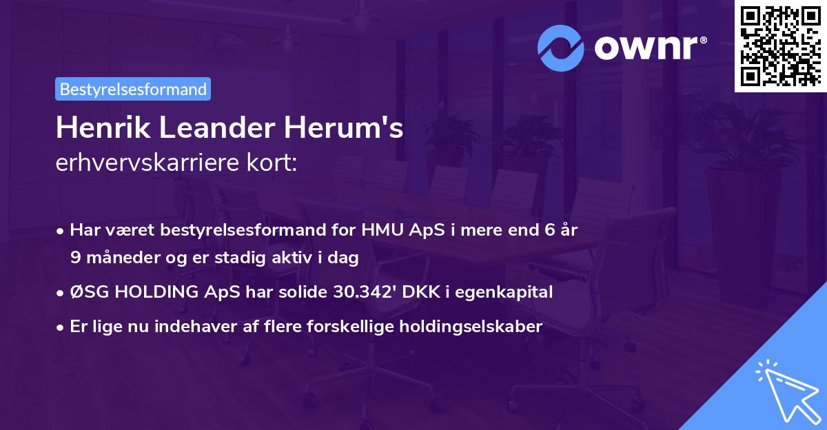 Henrik Leander Herum's erhvervskarriere kort