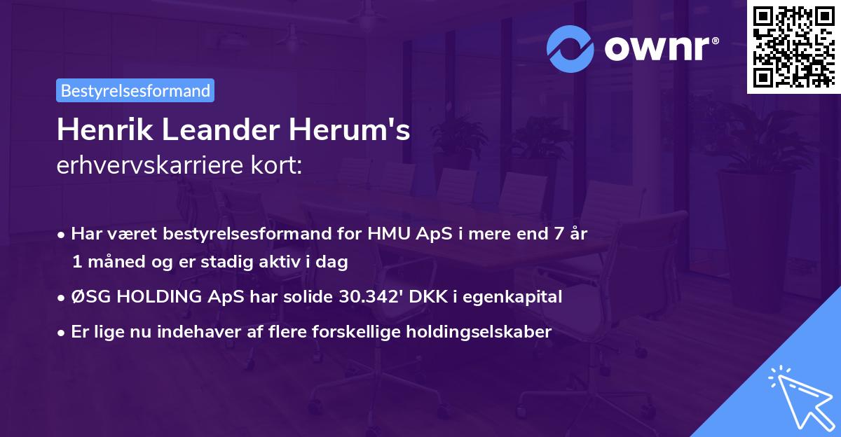 Henrik Leander Herum's erhvervskarriere kort