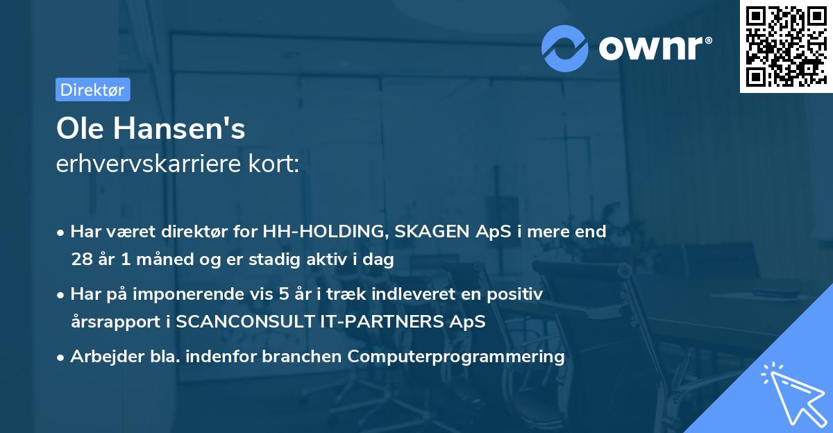 Ole Hansen's erhvervskarriere kort