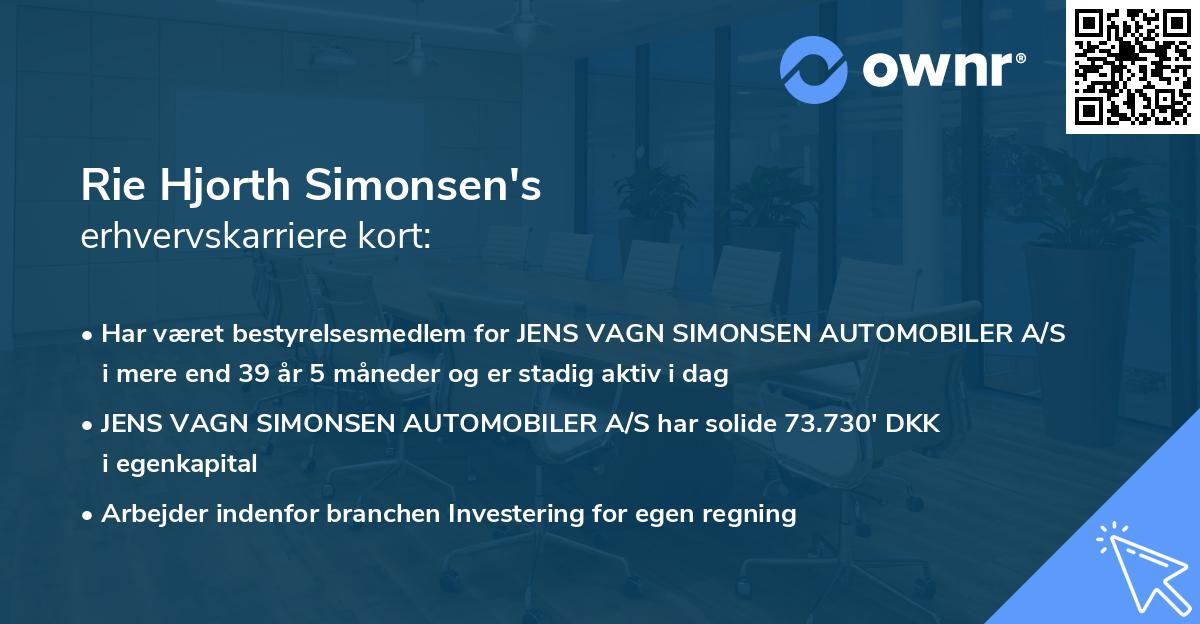 Rie Hjorth Simonsen's erhvervskarriere kort