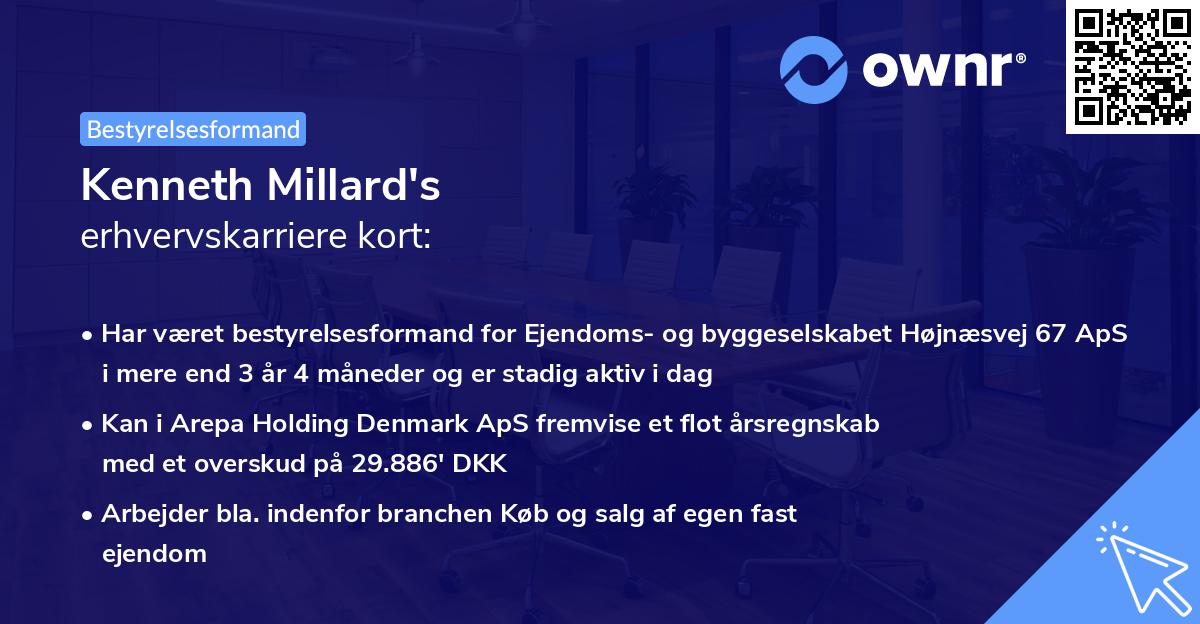 Kenneth Millard's erhvervskarriere kort