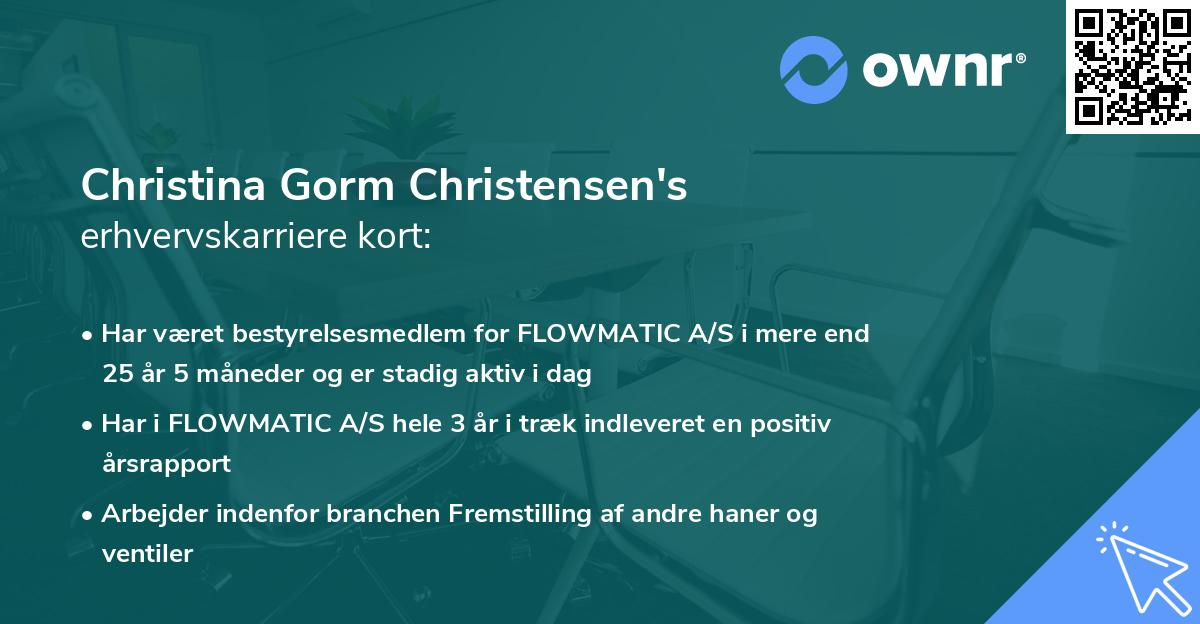 Christina Gorm Christensen's erhvervskarriere kort