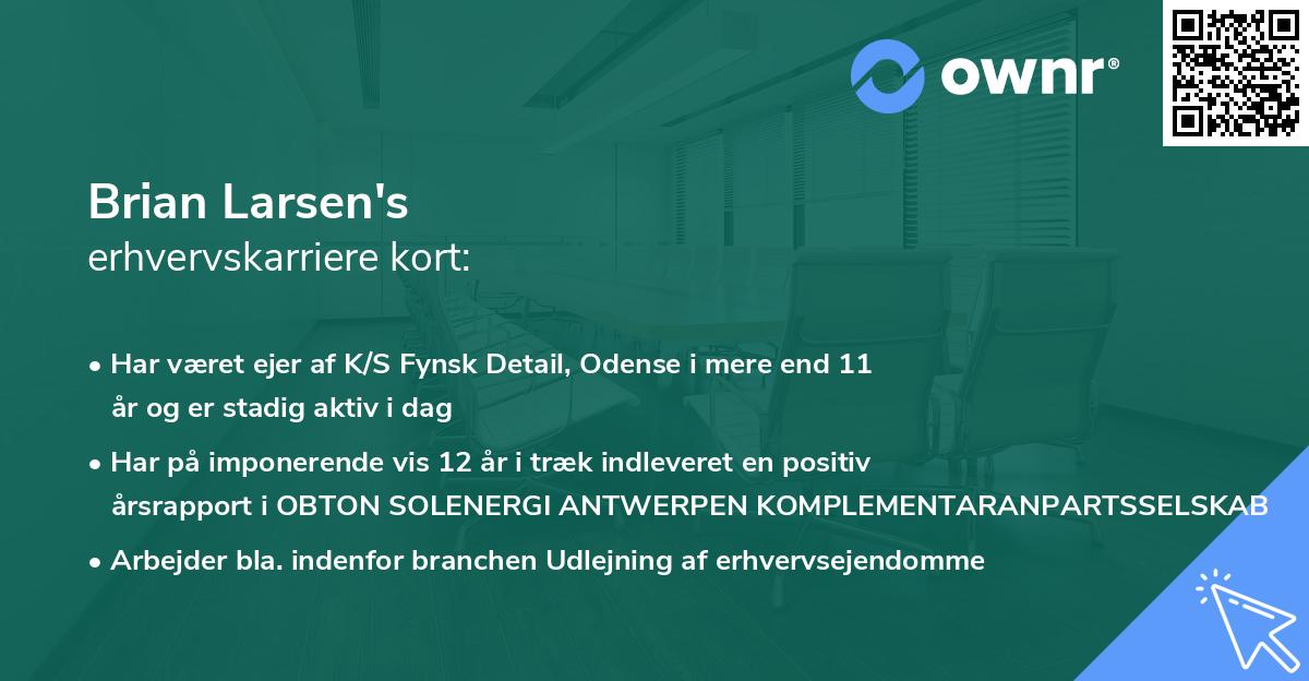 Brian Larsen's erhvervskarriere kort