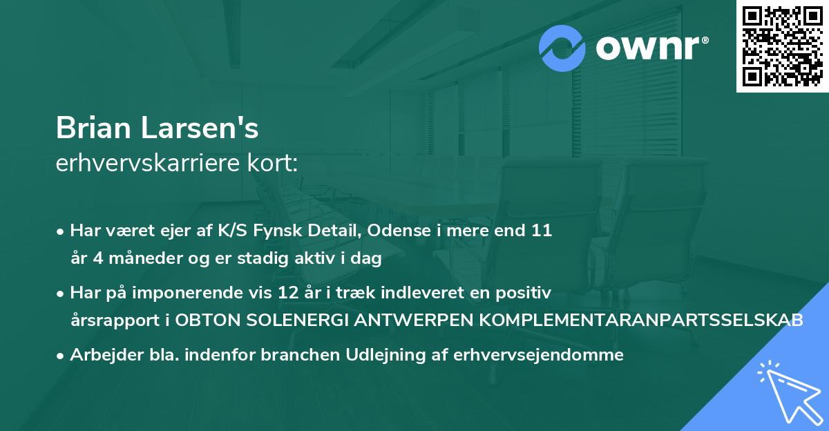 Brian Larsen's erhvervskarriere kort