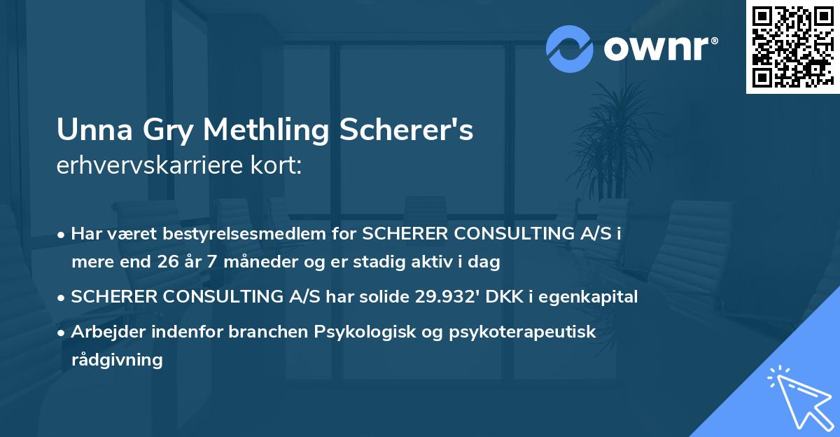 Unna Gry Methling Scherer's erhvervskarriere kort