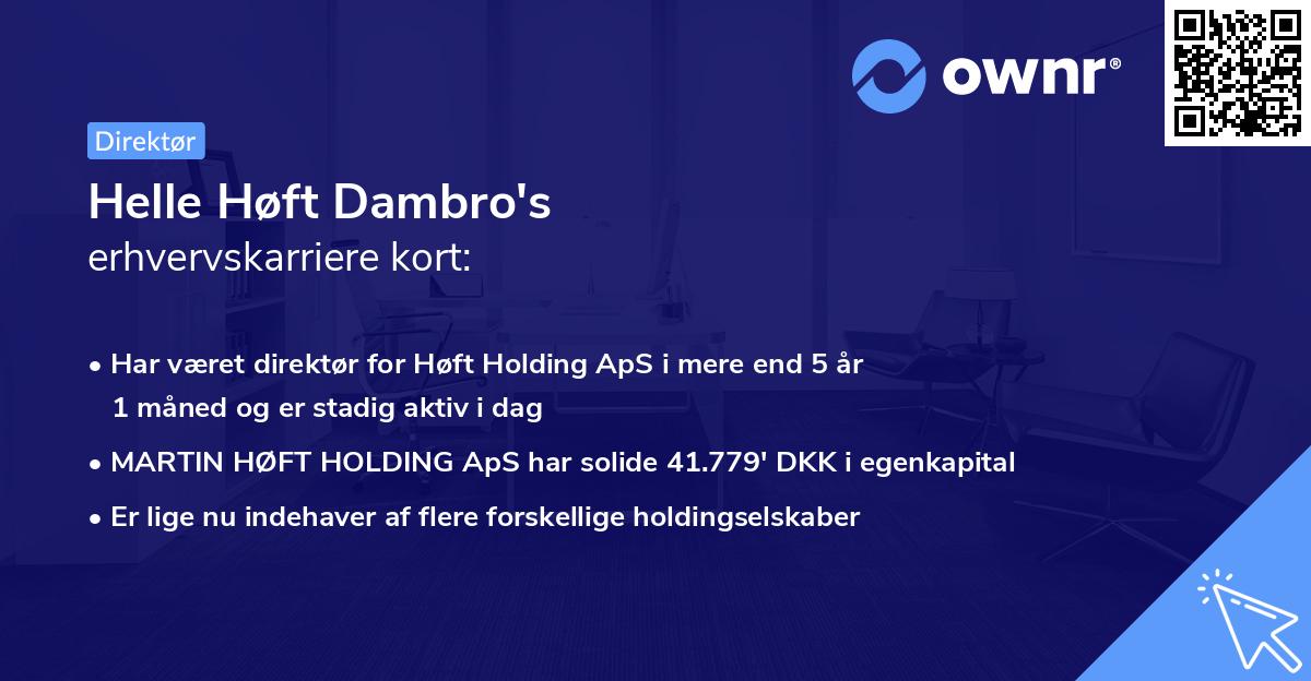 Helle Høft Dambro's erhvervskarriere kort