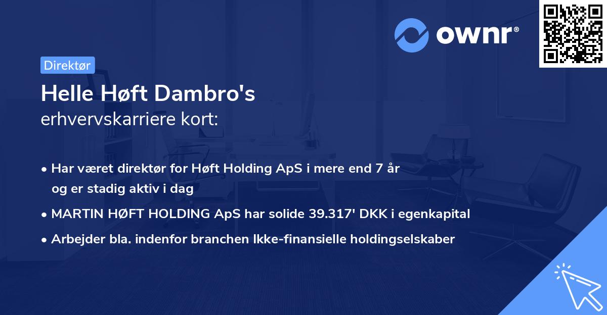 Helle Høft Dambro's erhvervskarriere kort