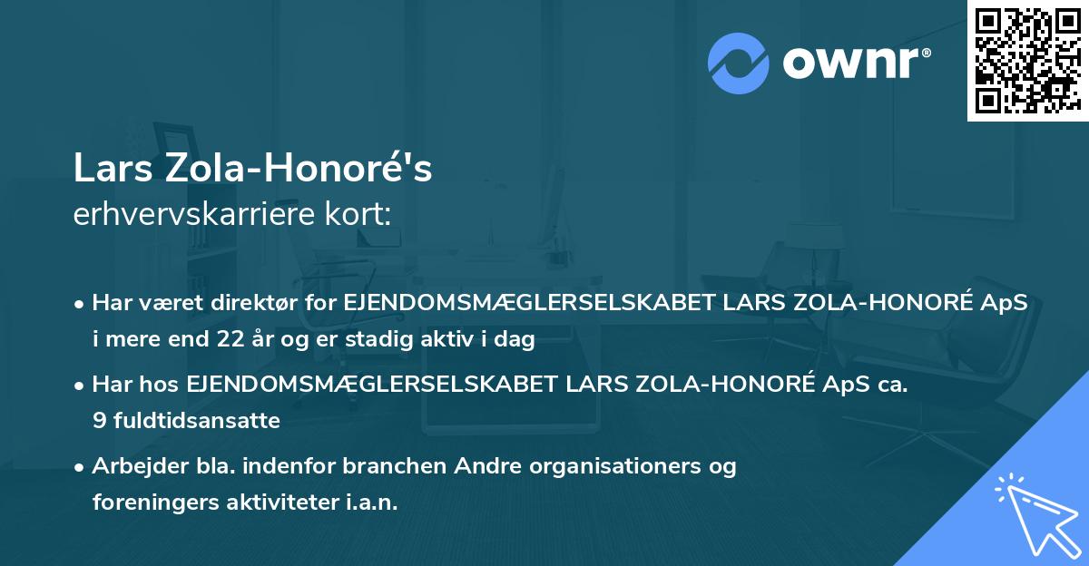 Lars Zola-Honoré's erhvervskarriere kort