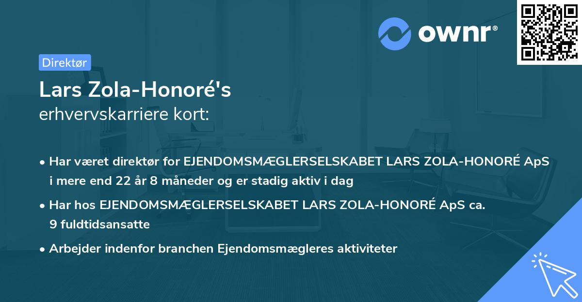 Lars Zola-Honoré's erhvervskarriere kort