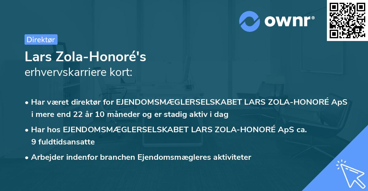 Lars Zola-Honoré's erhvervskarriere kort