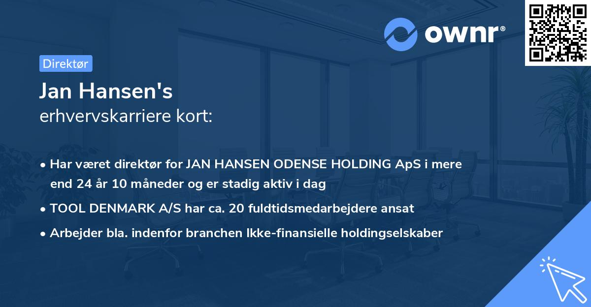 Jan Hansen's erhvervskarriere kort