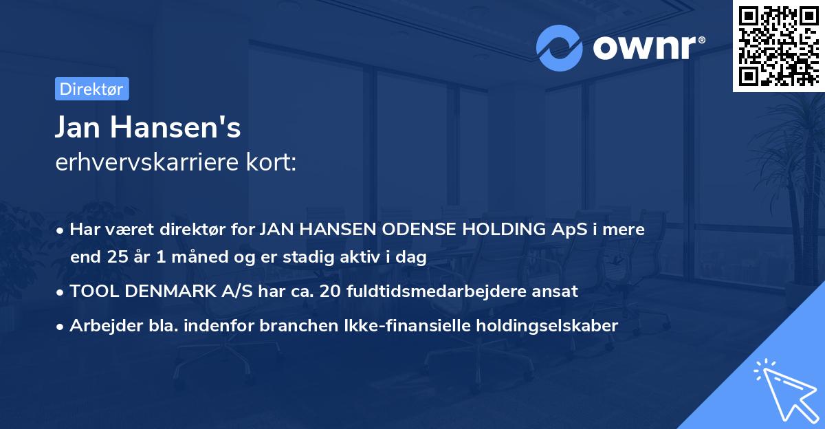 Jan Hansen's erhvervskarriere kort