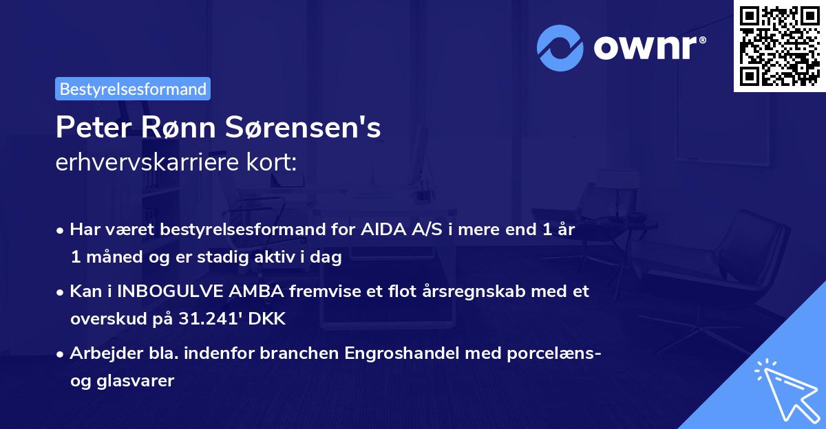 Peter Rønn Sørensen's erhvervskarriere kort