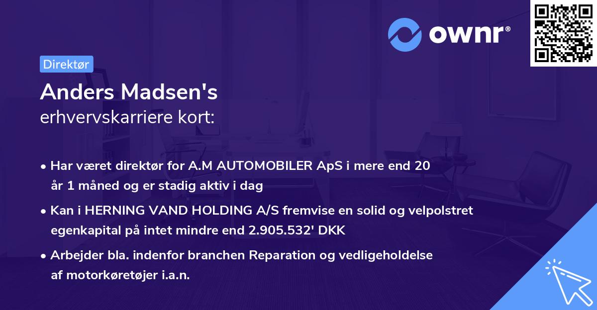 Anders Madsen's erhvervskarriere kort