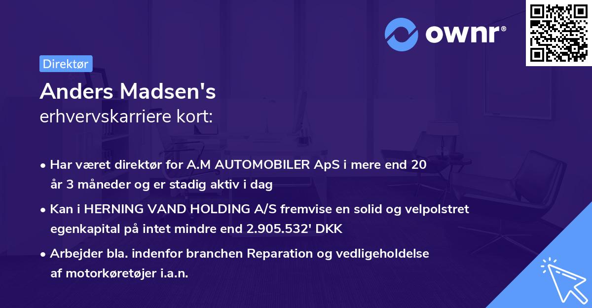 Anders Madsen's erhvervskarriere kort
