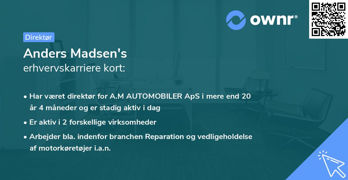 Anders Madsen's erhvervskarriere kort
