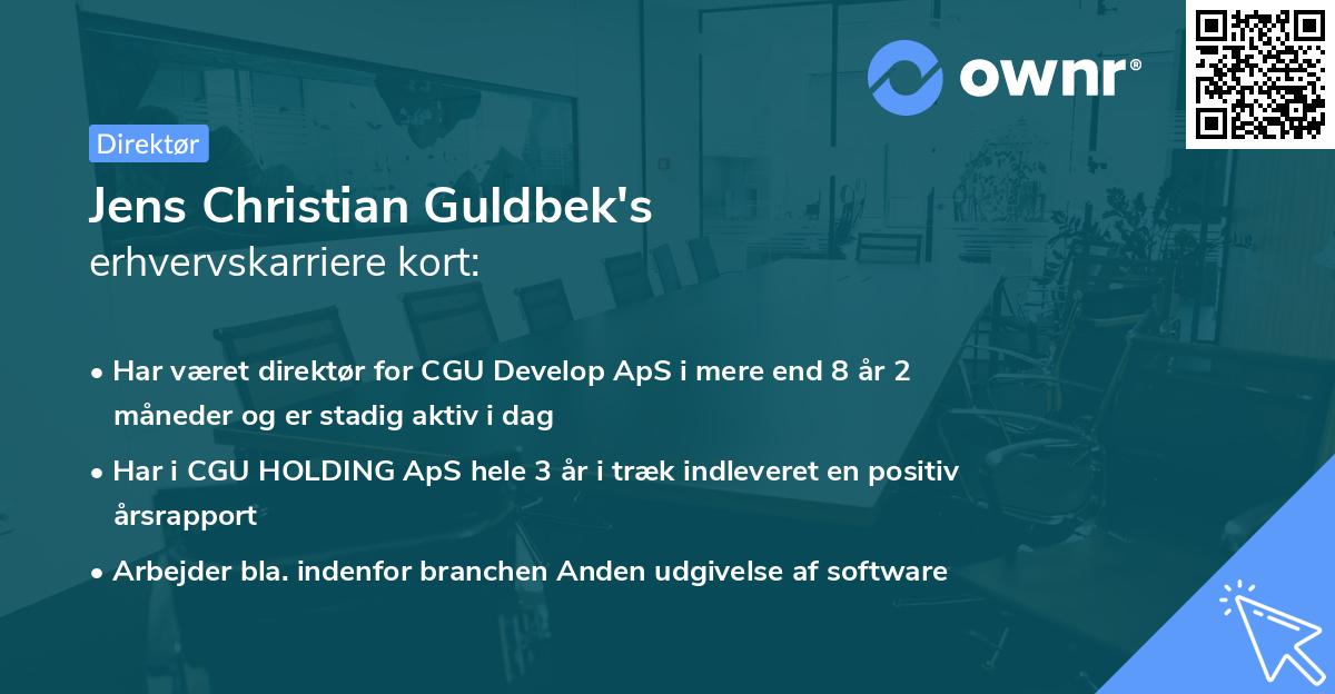 Jens Christian Guldbek's erhvervskarriere kort
