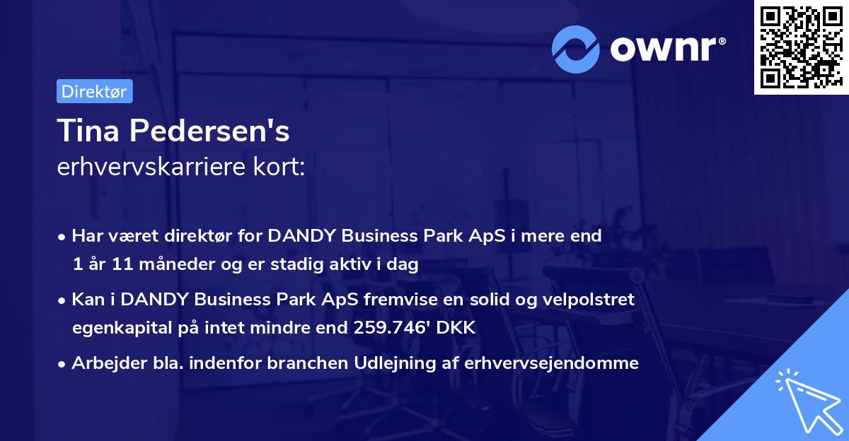 Tina Pedersen's erhvervskarriere kort