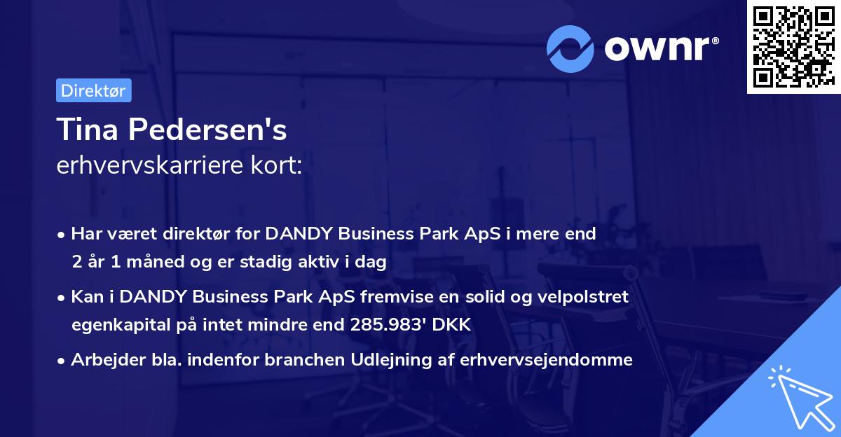 Tina Pedersen's erhvervskarriere kort