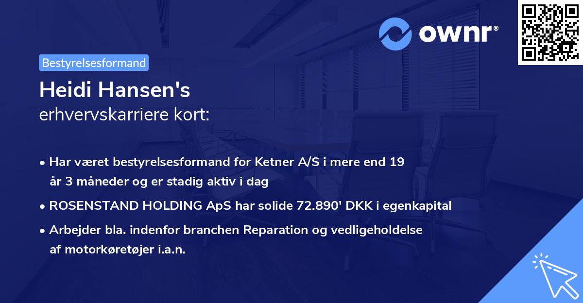 Heidi Hansen's erhvervskarriere kort