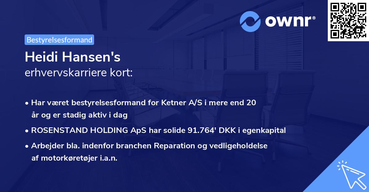 Heidi Hansen's erhvervskarriere kort
