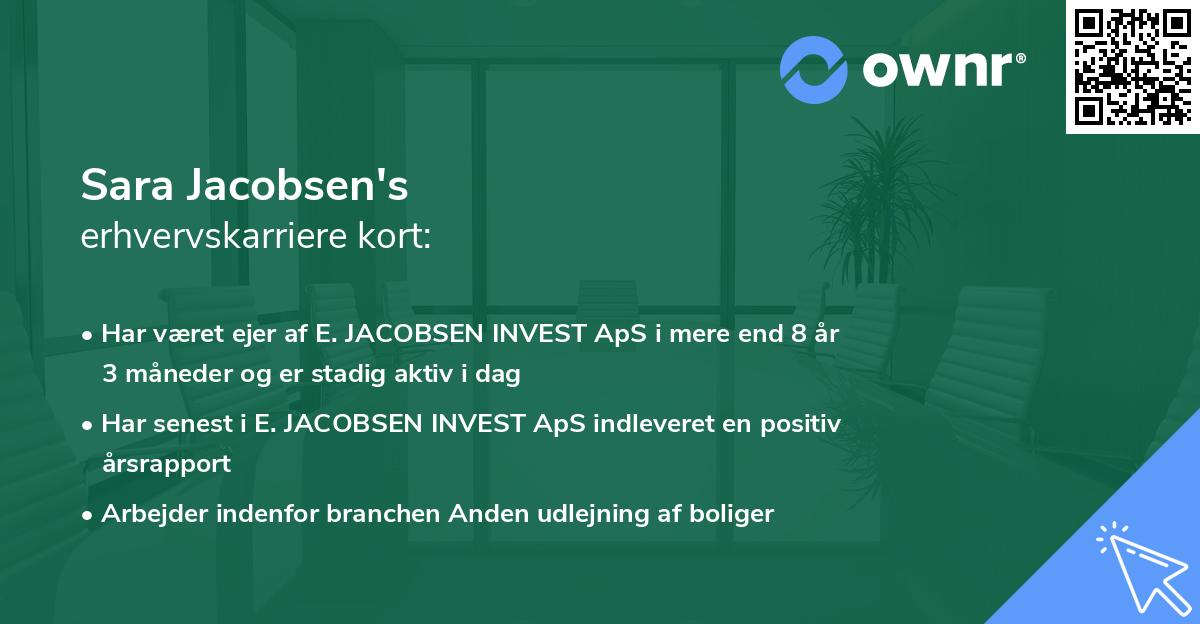 Sara Jacobsen's erhvervskarriere kort
