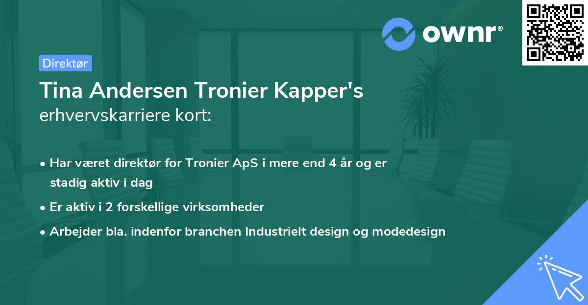 Tina Andersen Tronier Kapper's erhvervskarriere kort