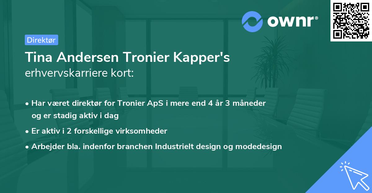Tina Andersen Tronier Kapper's erhvervskarriere kort