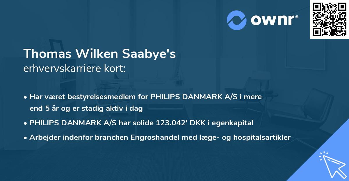 Thomas Wilken Saabye's erhvervskarriere kort