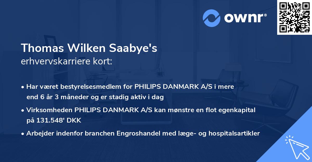 Thomas Wilken Saabye's erhvervskarriere kort
