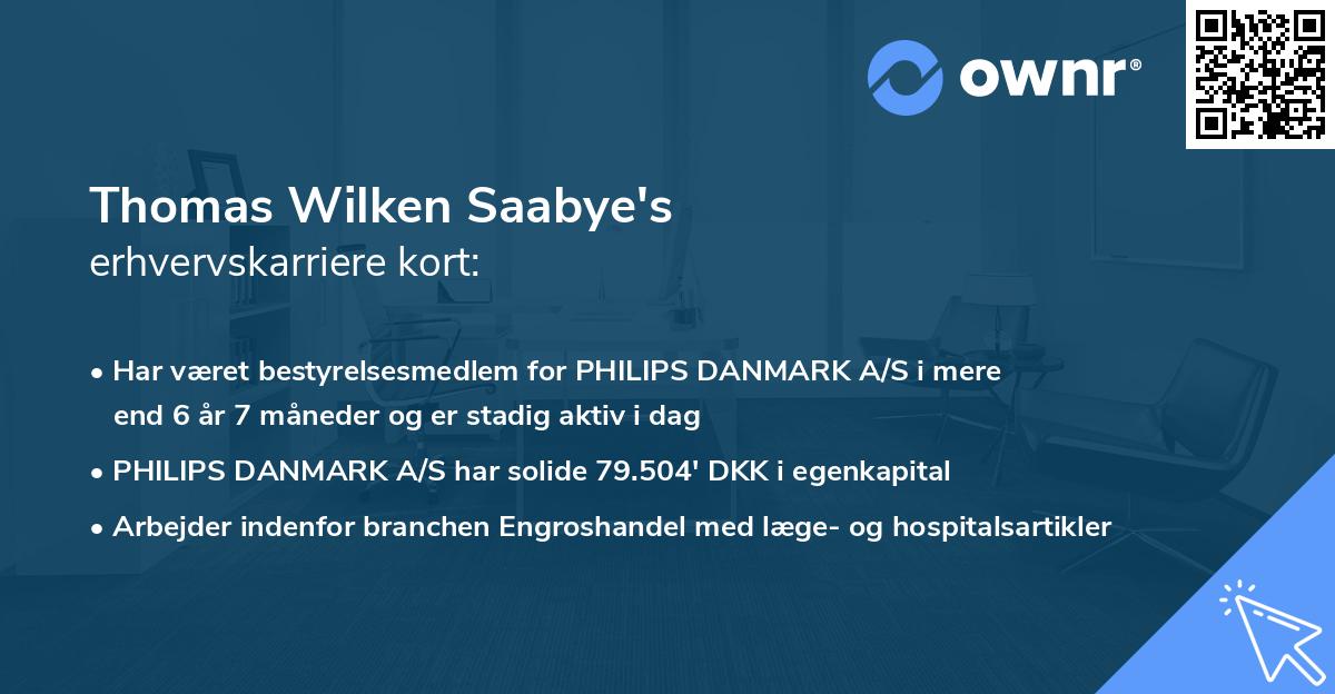 Thomas Wilken Saabye's erhvervskarriere kort