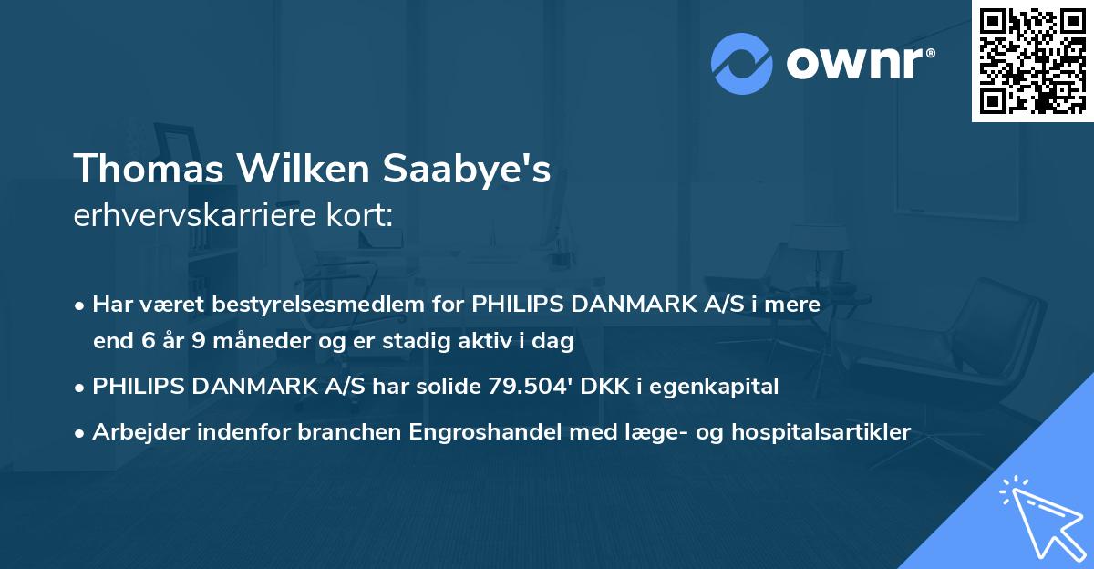 Thomas Wilken Saabye's erhvervskarriere kort