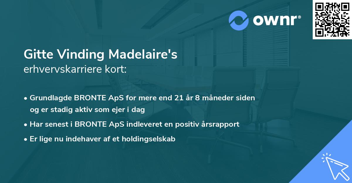 Gitte Vinding Madelaire's erhvervskarriere kort