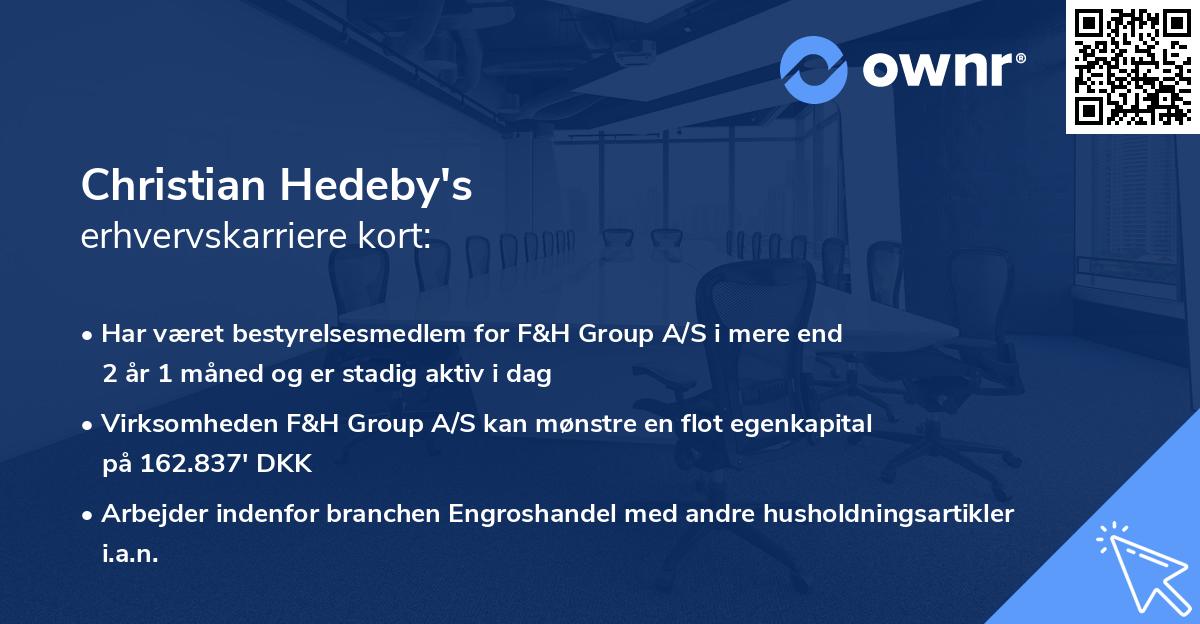 Christian Hedeby's erhvervskarriere kort