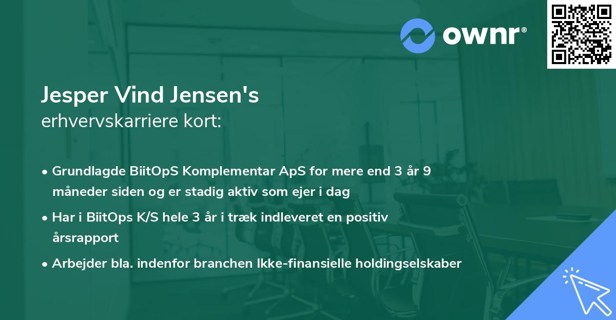 Jesper Vind Jensen's erhvervskarriere kort