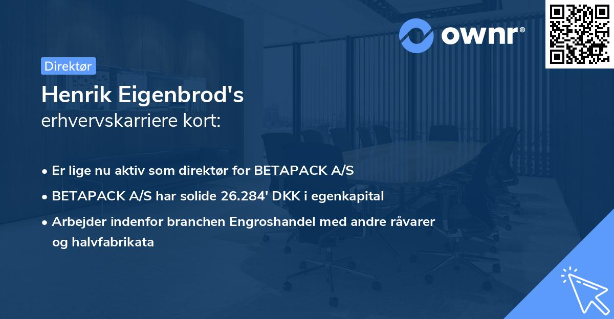 Henrik Eigenbrod's erhvervskarriere kort
