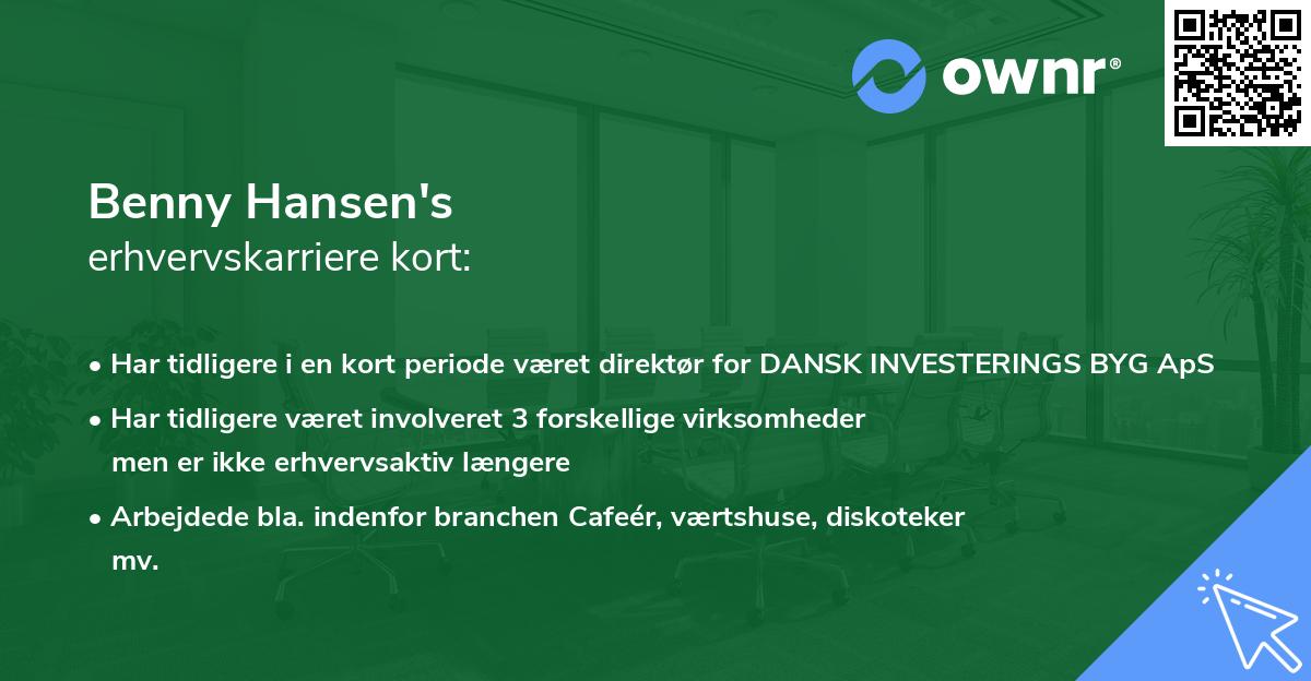 Benny Hansen's erhvervskarriere kort