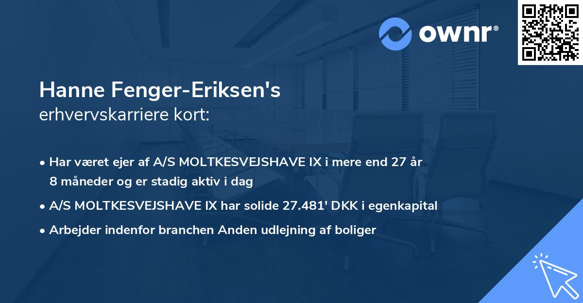 Hanne Fenger-Eriksen's erhvervskarriere kort